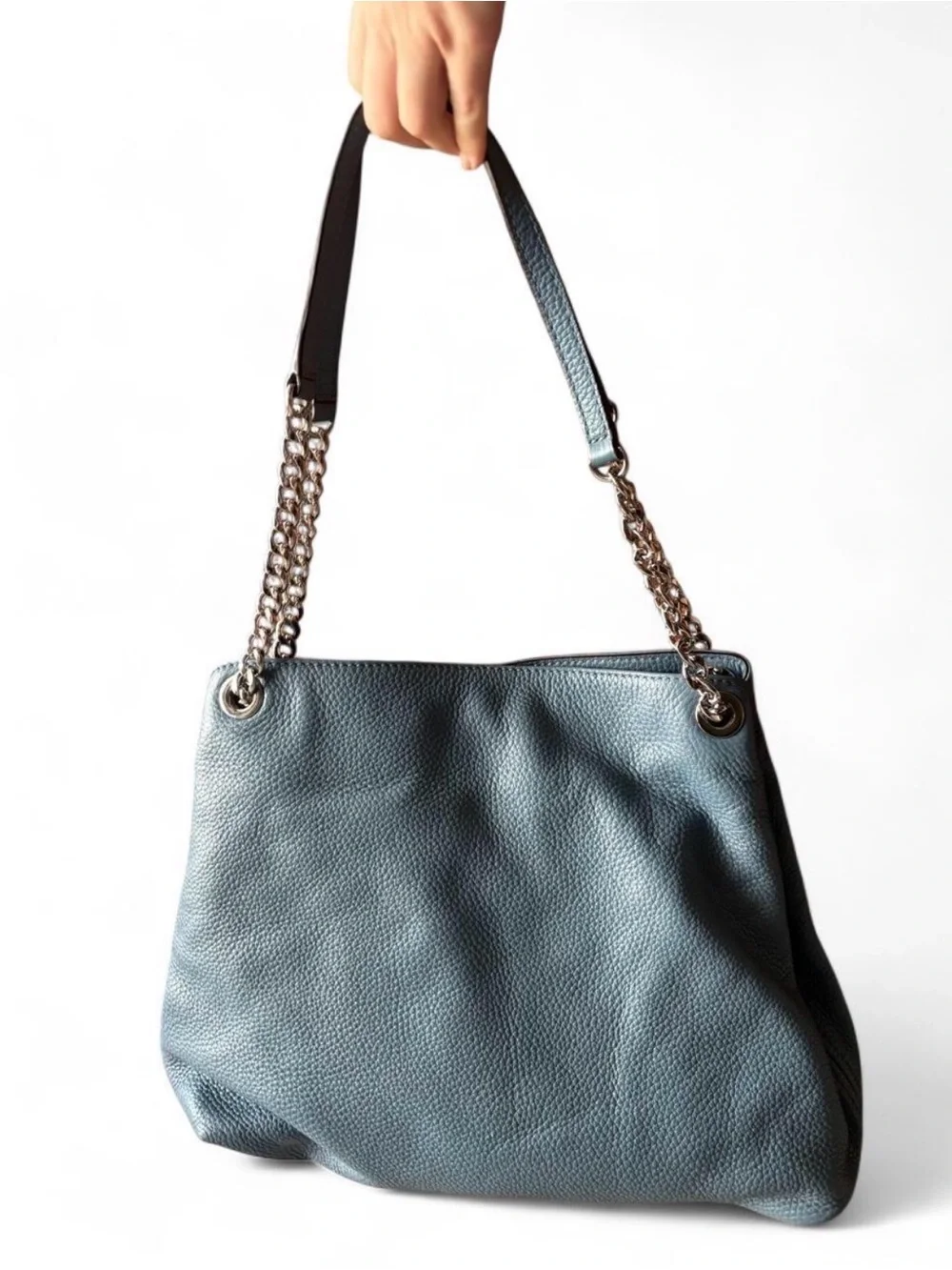 Michael Kors Pebbled Leather Shoulder Bag in Slate Blue-Gray